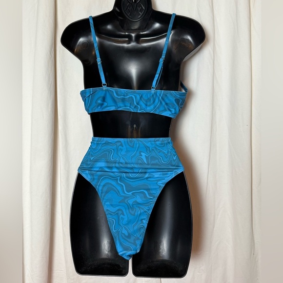 Ocean Blue Wave Women's Sz L 3 Pc Bikini Set Top, Bikini Bottom & Cover Shorts - Picture 3 of 7